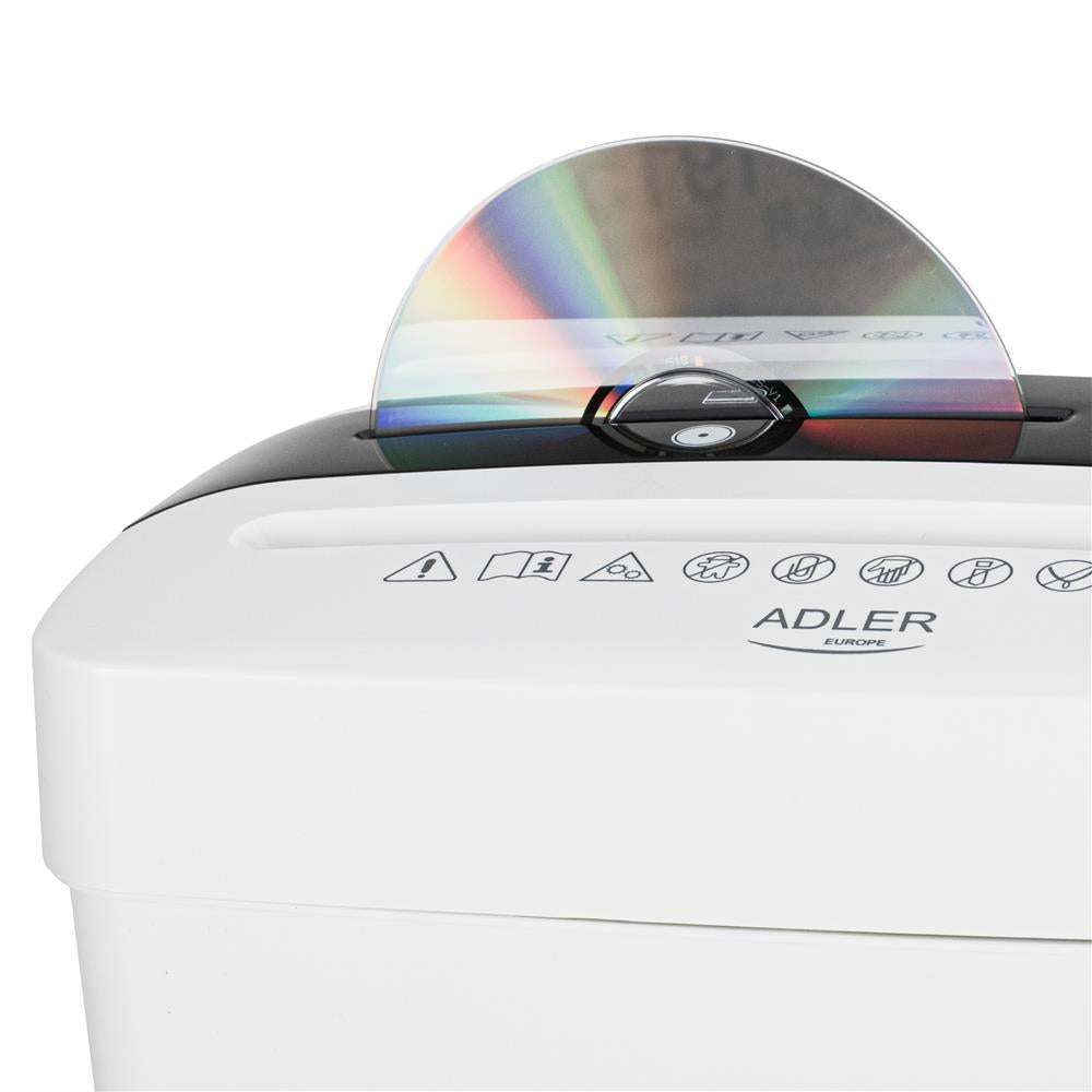 Adler Aktenvernichter AD 1037 A4 P-4 CD DVD Kreditkarten Büro Schredder Weiß