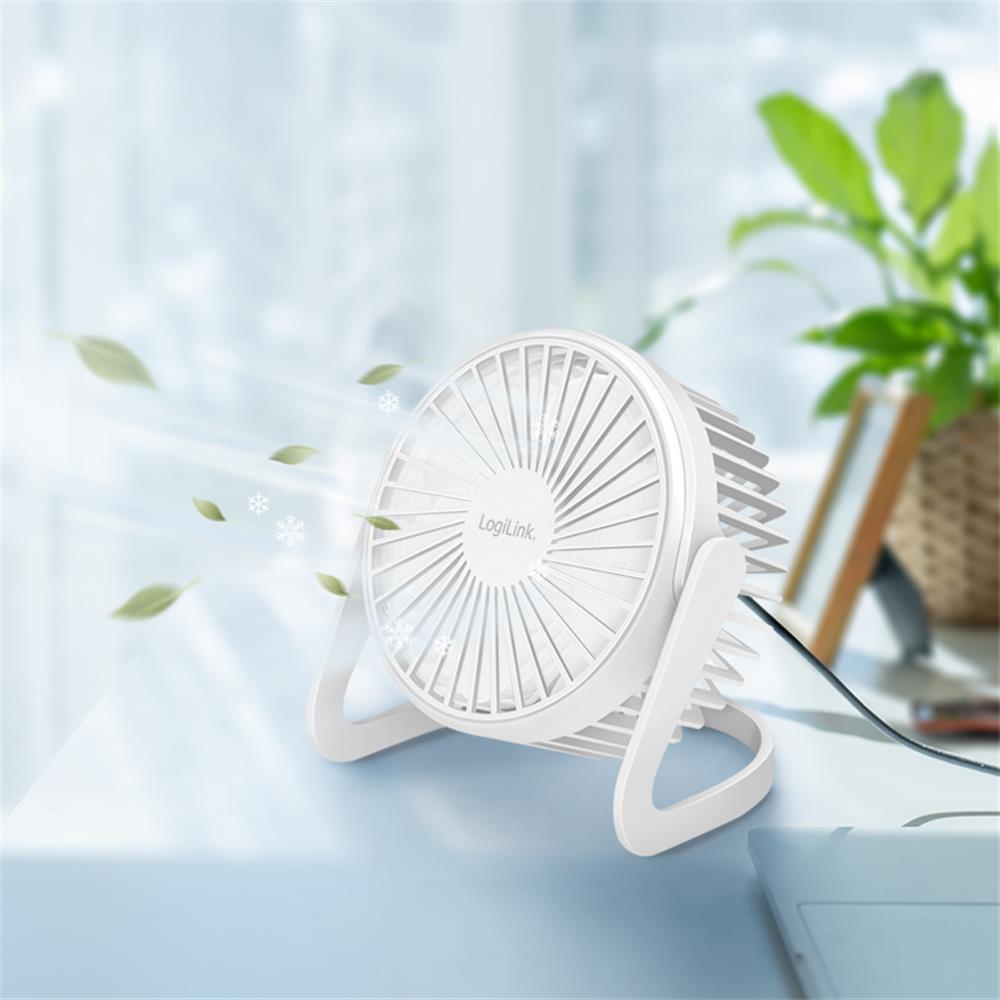 LogiLink USB-Schreibtischventilator, 12,7 cm, 30 dB, weiß