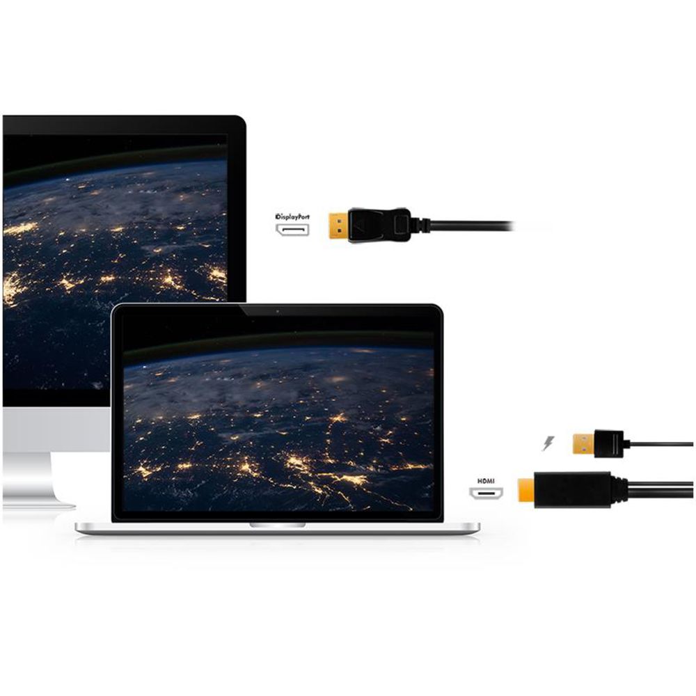 LogiLink HDMI-Anschlusskabel HDMI-A-Stecker und USB-A-Stecker an DisplayPort-Stecker schwarz 2 m