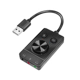 LogiLink USB 2.0-Audio-Adapter mit Lautstärkeregler, 3x 3,5 mm/F, schwarz