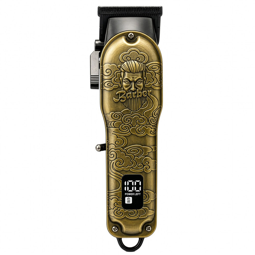 Adler AD 2857 Barber Profi Haarschneider Trimmer, Rasierapparat Haartrimmer für Bart, Kopfhaar und Koteletten, Keramikklinge, USB-C, Metallgehäuse Golden