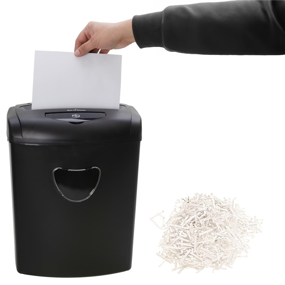 Adler AD 1038 Aktenvernichter Schwarz P4 10 Blatt 21L 330W für Papier CD Kreditkarten A4