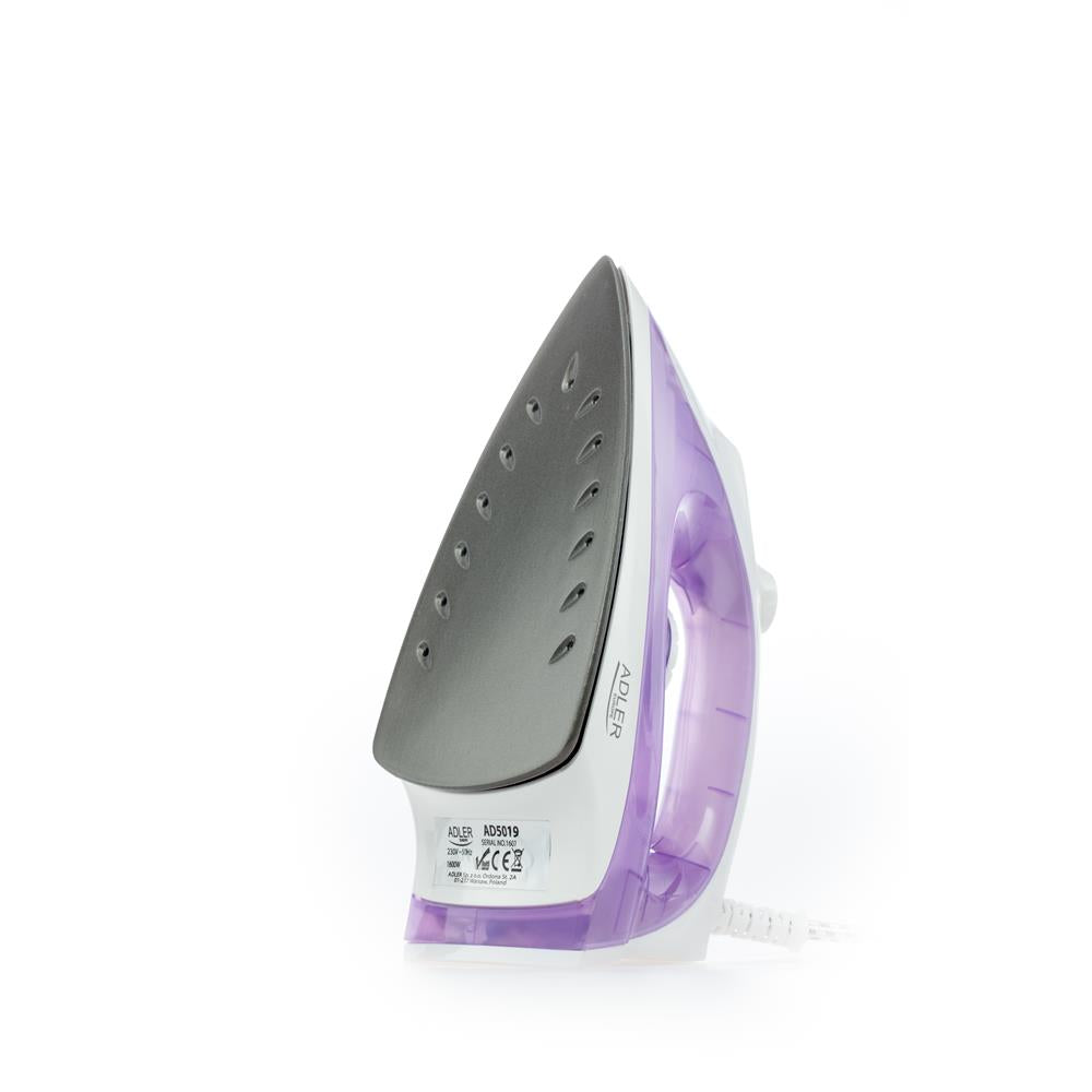 Adler Bügeleisen AD 5019 Dampfbügeleisen lila 1600W Antihaftbeschichtung, Temperatur einstellbar