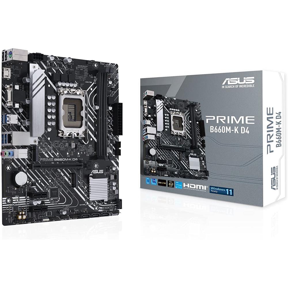 ASUS PRIME B660M-K D4 Gaming Mainboard Sockel Intel LGA 1700 mATX DDR4 PCIe 4.0 M.2