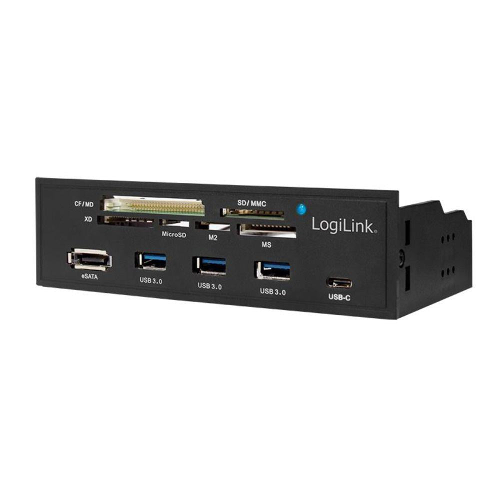 LogiLink USB HUB 3.0 schwarz 5,25" Multifunktions-Panel 6-fach Kartenleser eSATA