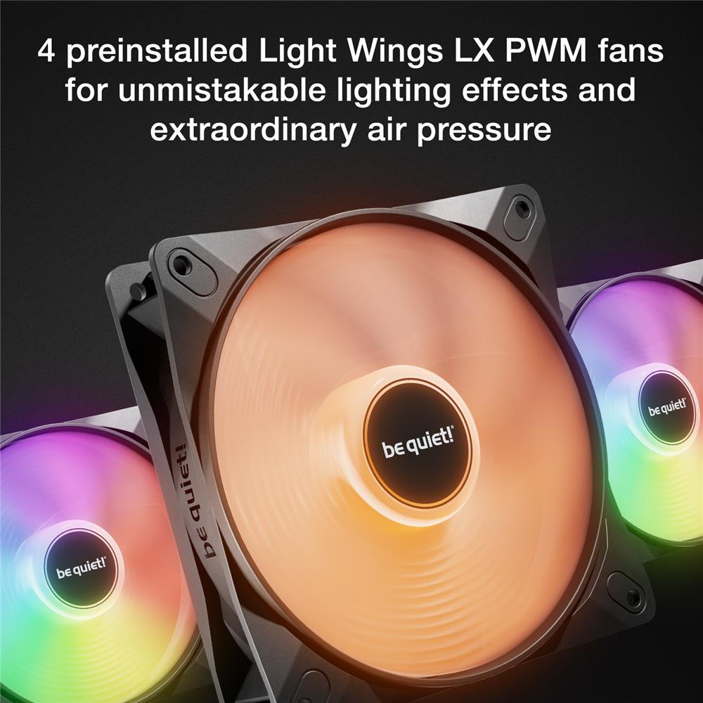 be quiet! Pure Base 501 LX Black PC-Gehäuse 4 vorinstallierte Light Wings PWM-Lüfter ARGB-Beleuchtung