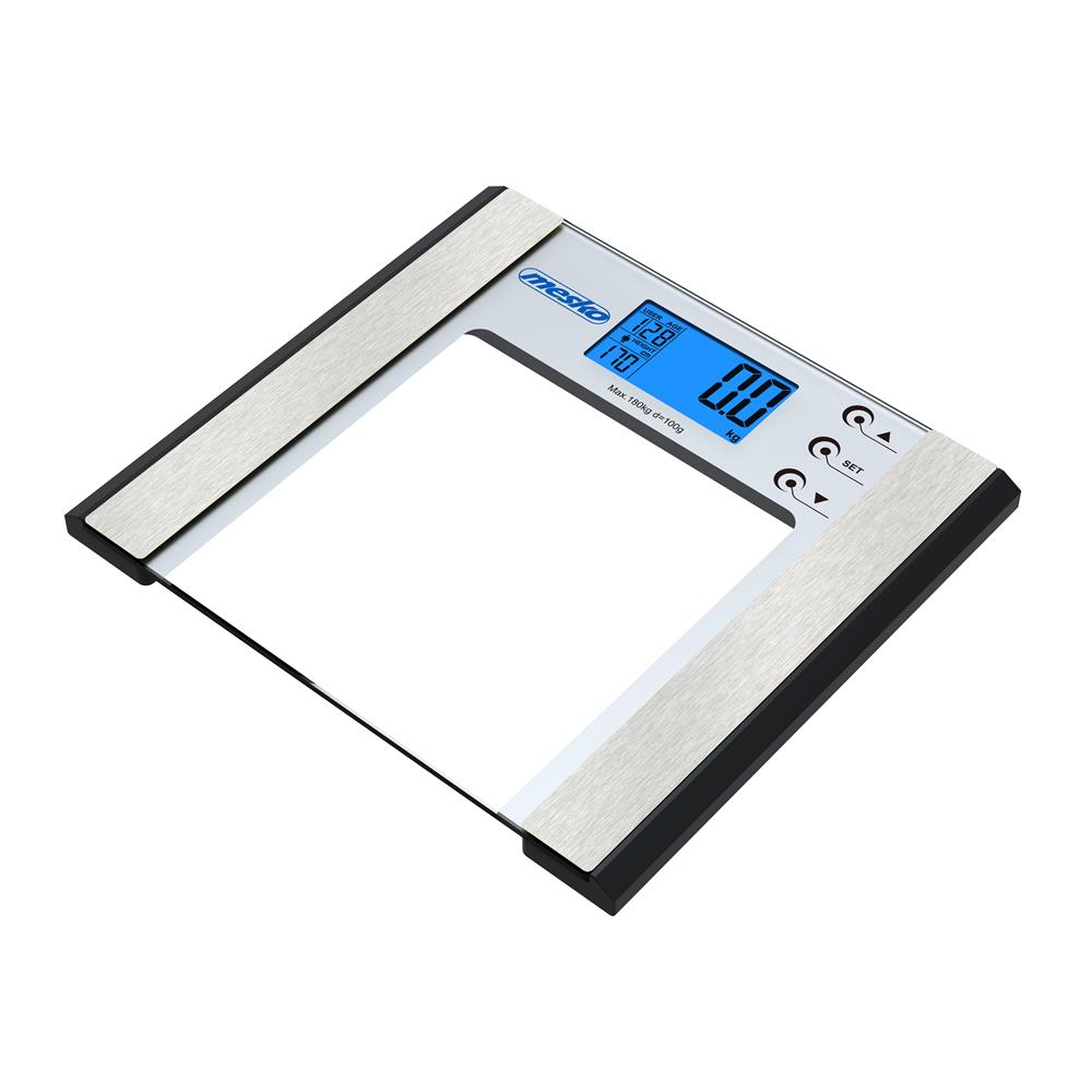 Mesko MS 8146 Körperanalysewaage Personenwaage Digital Körperfettwaage silber 180kg Batterie Glas