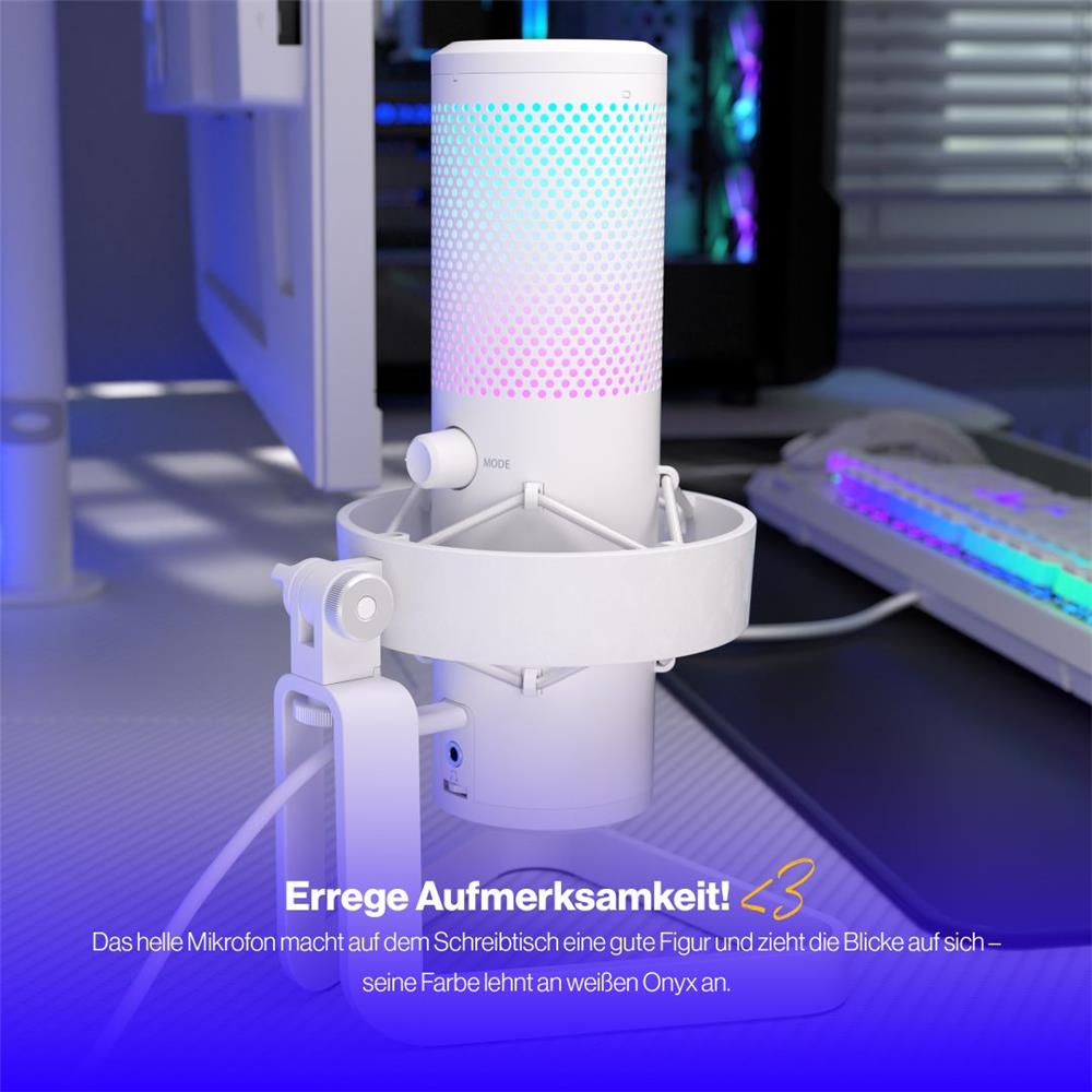 ENDORFY AXIS Streaming Onyx White, weißes Mikrofon, Kopfhöreranschluss, RGB