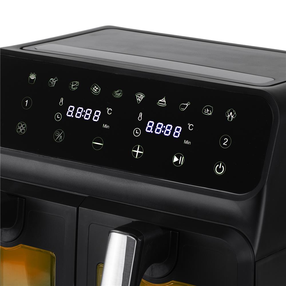 Adler AD 6315 Doppel Heißluftfritteuse mit Sichtfenster 8L Airfryer 2 Fächer schwarz