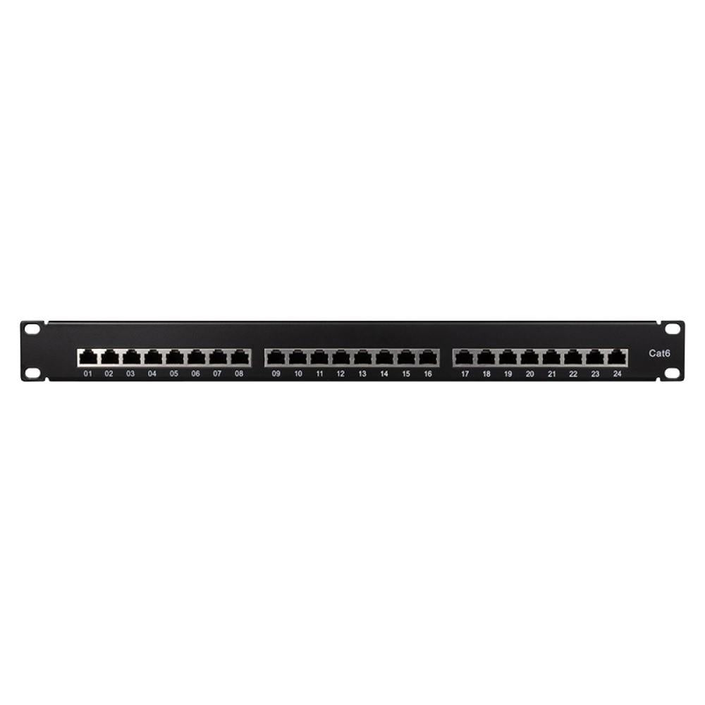 LogiLink Patchpanel 19 Zoll Einbau Kat.6 STP 24 Ports, schwarz