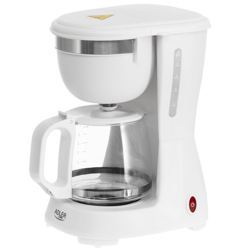 Adler AD 4381 Filterkaffeemaschine, kompakte Kaffeemaschine für gemahlenen Kaffee, 0,6 l Glaskanne, Warmhaltefunktion, Tropfstopp, 600 W, Weiß
