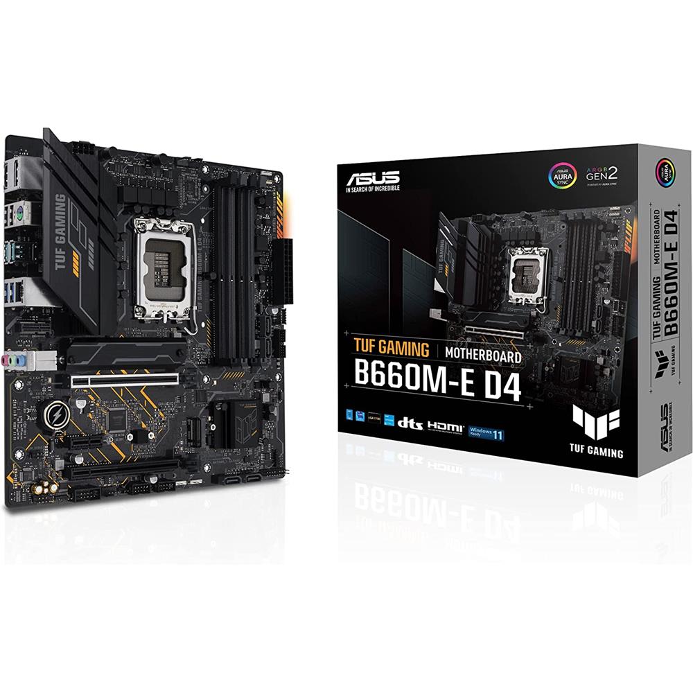 ASUS TUF GAMING B660M-E D4 Mainboard Sockel Intel LGA 1700 mATX DDR4 PCIe 4.0 M.2 Aura Sync