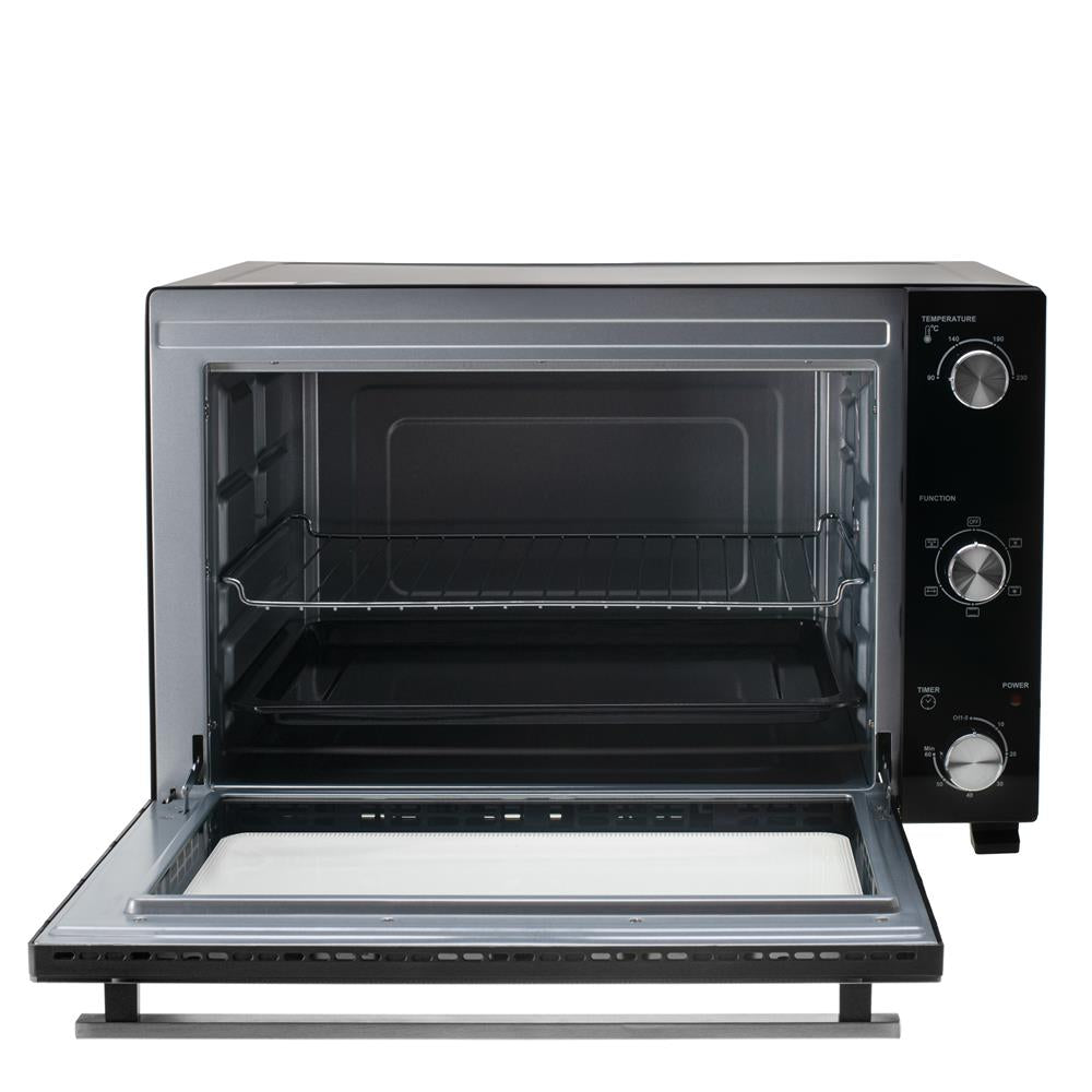 Adler AD 6028 Elektrobackofen 60L Mini Backofen Umluft Timer Drehspieß schwarz