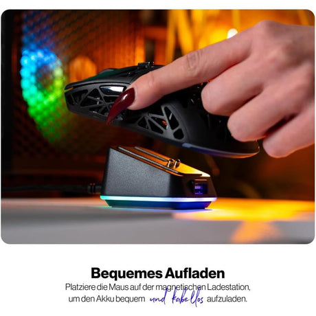 ENDORFY Maus Ladestation Mouse Dock Kompatibel LIV Wireless Gaming Maus, RGB, Schwarz