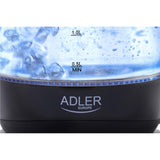 Adler AD 1224 Wasserkocher in Schwarz, 1,5 Liter, 2200 Watt, aus Glas mit LED Beleuchtung