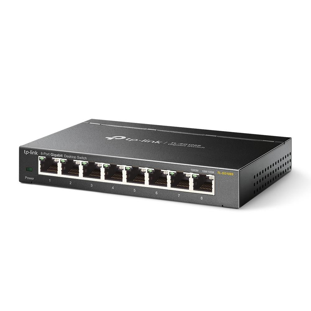 TP-Link TL-SG108S 8-Port 10/100/1000Mbit/s Desktop-Switch Metallgehäuse