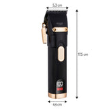 Adler AD 2853 Akku Haarschneider, Haartrimmer für Kopfhaar und Koteletten, Stahlklinge, LED-Display, USB, 0,8-13 mm Schwarz Golden