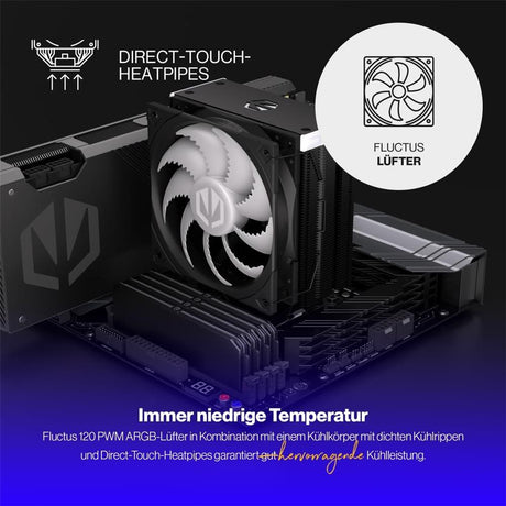 ENDORFY Fera 5 Black ARGB CPU-Kühler, Beleuchtet, inklusive Wärmeleitpaste | EY3A012