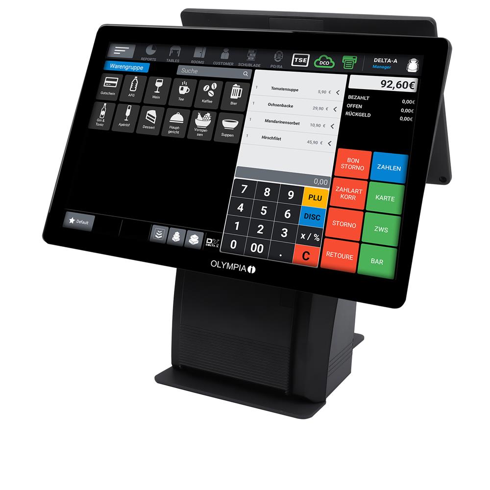 Olympia Registrierkasse T210 Kassensystem für Restaurant und Gastronomie schwarz