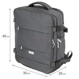 Camry CR 6880dg Reiserucksack 24 Liter, Handgepäck Rucksack mit Laptopfach bis 17 Zoll, Schuhfach, Nassfach, RFID-Fach, Business, Sport und Reisen, dunkel grau
