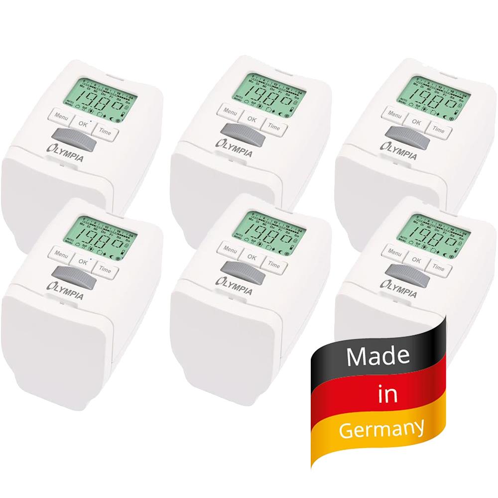 Olympia HT 430‑22 Heizkörperthermostat – Energiespar-Thermostat programmierbar (6er Set)