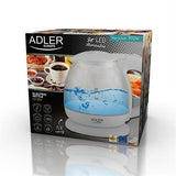 Adler AD 1283G Glaswasserkocher in Grau, 1 Liter, 1100 Watt, mit LED-Beleuchtung