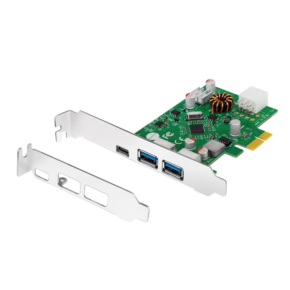 LogiLink PCI Express Karte, USB 3.2 Gen1x1, 1x USB-C PD 3.0 & 2x USB 3.0