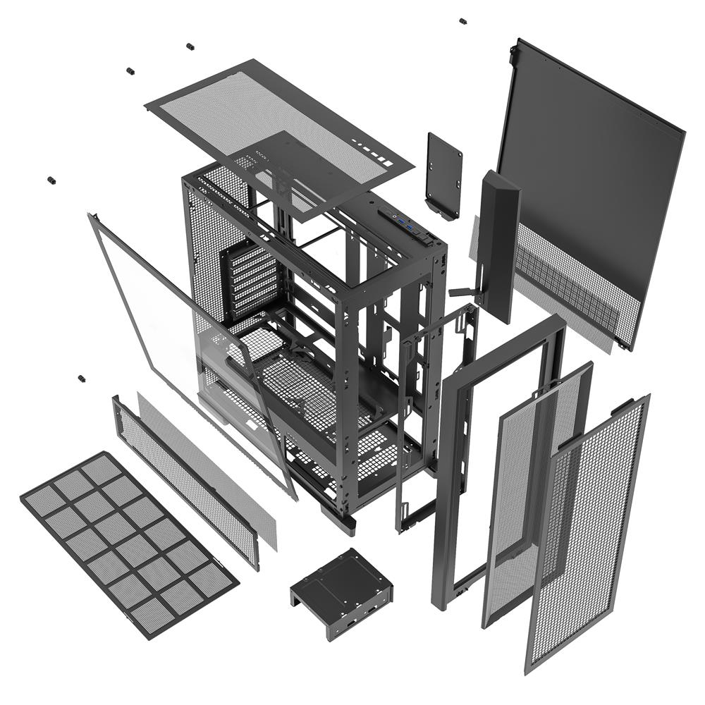 Silentware Air 2000 A-RGB Black – Midi Tower mit Glas-Seitenfenster & 7 RGB-Lüftern für maximalen Airflow