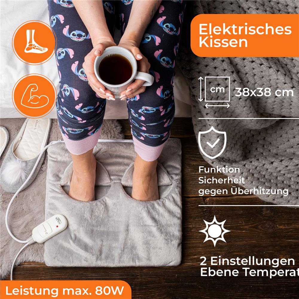 Adler AD 7403 Elektrisches Heizkissen mit 2 Temperaturstufen Grau