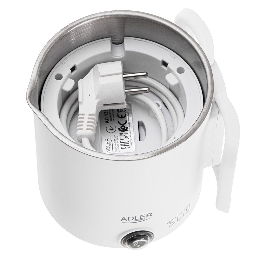 Adler AD 1388w Reisewasserkocher 0,8L kompakt leicht klappbarer Griff Weiß Camping