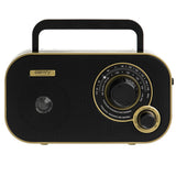 Camry CR 1910g tragbares Radio, FM/AM Kofferradio mit 2 W Lautsprecher, Netz- und Batteriebetrieb, 3,5 mm Kopfhöreranschluss, Teleskopantenne, schwarz/gold
