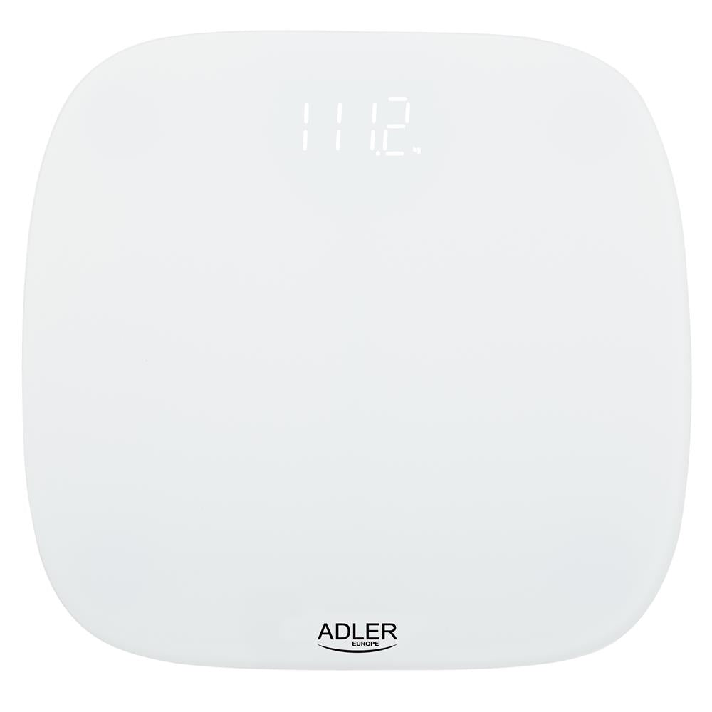 Adler AD 8176 Badezimmerwaage Digital Personenwaage LED Display weiß 180kg Batterie Anti Rutsch Füße