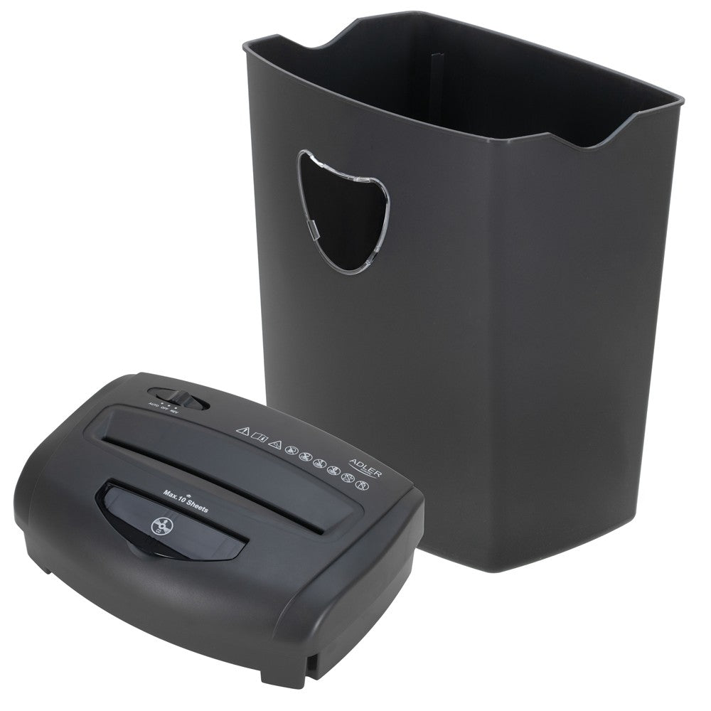 Adler AD 1038 Aktenvernichter, P-4 Dokumentenschredder für Papier, Kreditkarten und CD/DVDs, 10 Blatt, 21 Liter, Grau