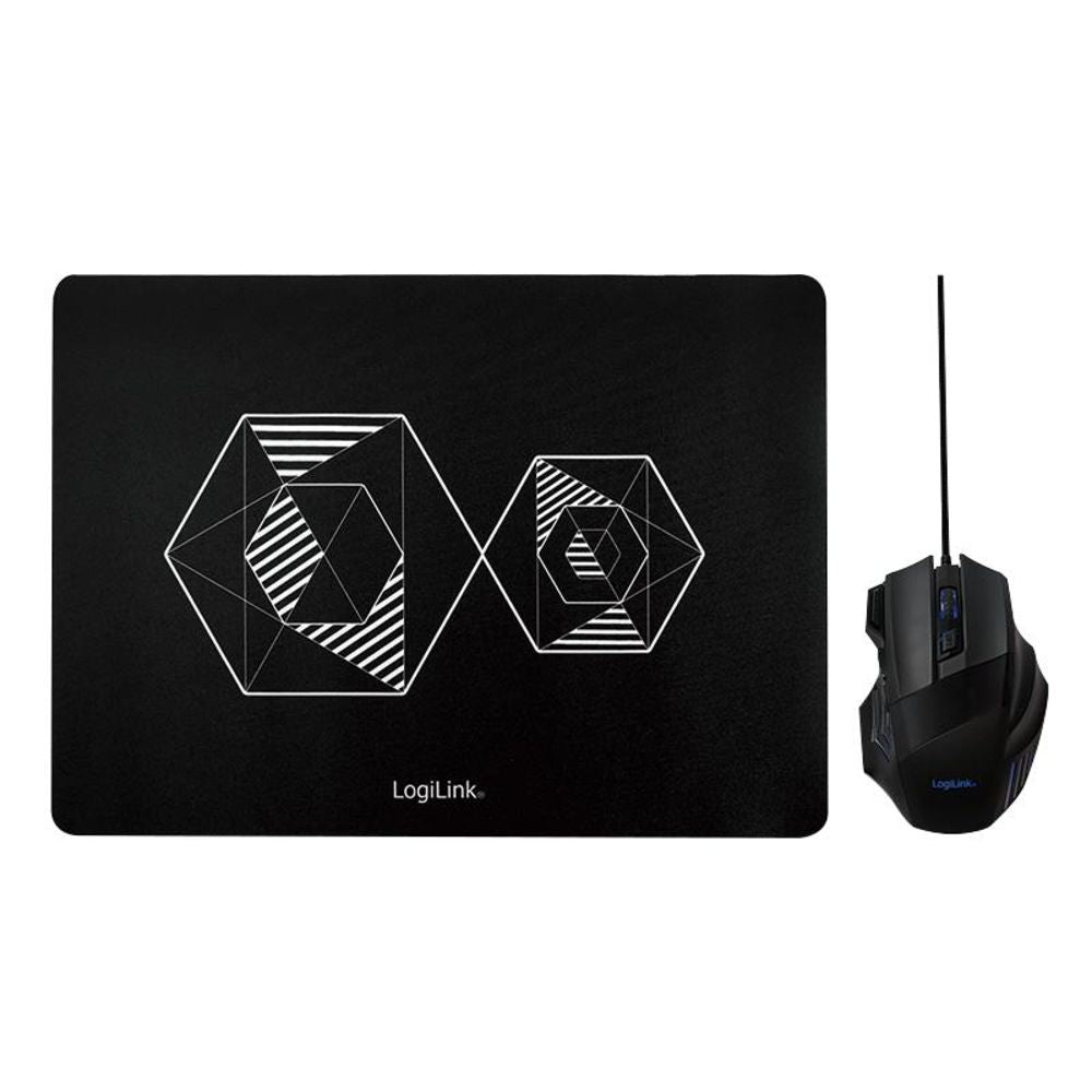 LogiLink Gaming Combo Set aus Mauspad und Maus mit 2400dpi und LED-Beleuchtung