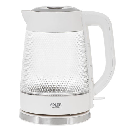 Adler AD 1306 Glas-Wasserkocher mit LED-Beleuchtung, 1,8 L, 2200 W, weiß
