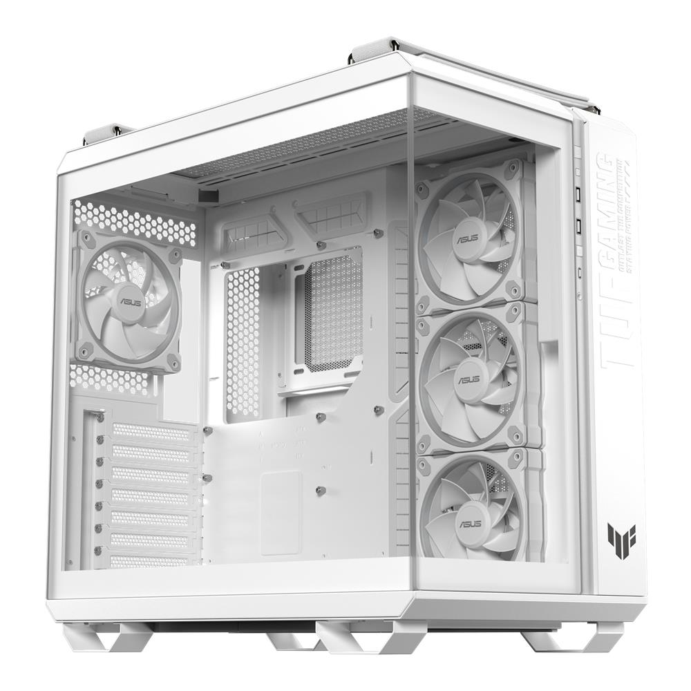ASUS TUF Gaming GT502 Horizon TG ARGB White Zweikammer PC Gehäuse mit 4 ARGB Lüftern