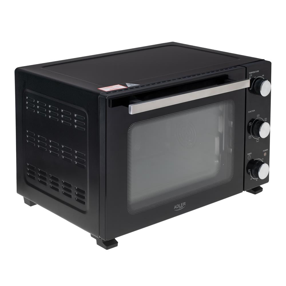 Adler AD 6025 Elektrobackofen, 35L, Oberhitze, Unterhitze, Umluft, Drehspieß, schwarz