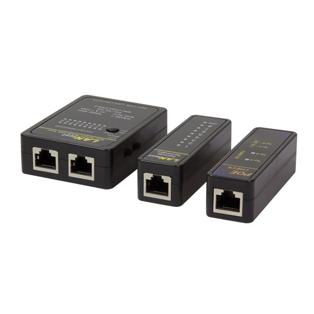 LogiLink Tester für RJ11-, RJ45- und BNC-Kabel, mit Remote Einheit & PoE Finder