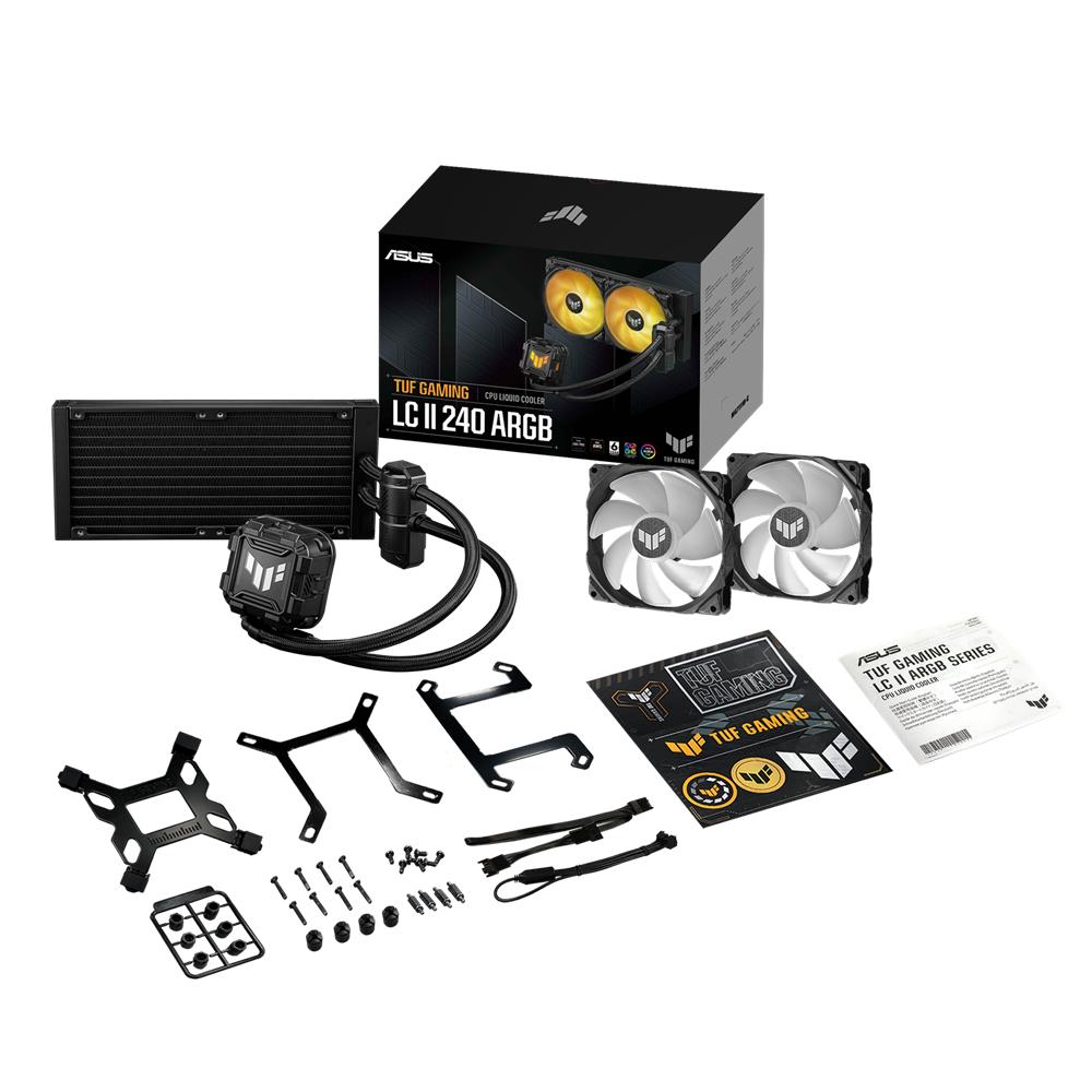 ASUS TUF Gaming LC II 240 ARGB All-in-One-Flüssig-CPU-Kühler (Aura Sync Beleuchtung, 2x TUF Gaming 120mm ARGB-Radiatorlüfter, schwarz)