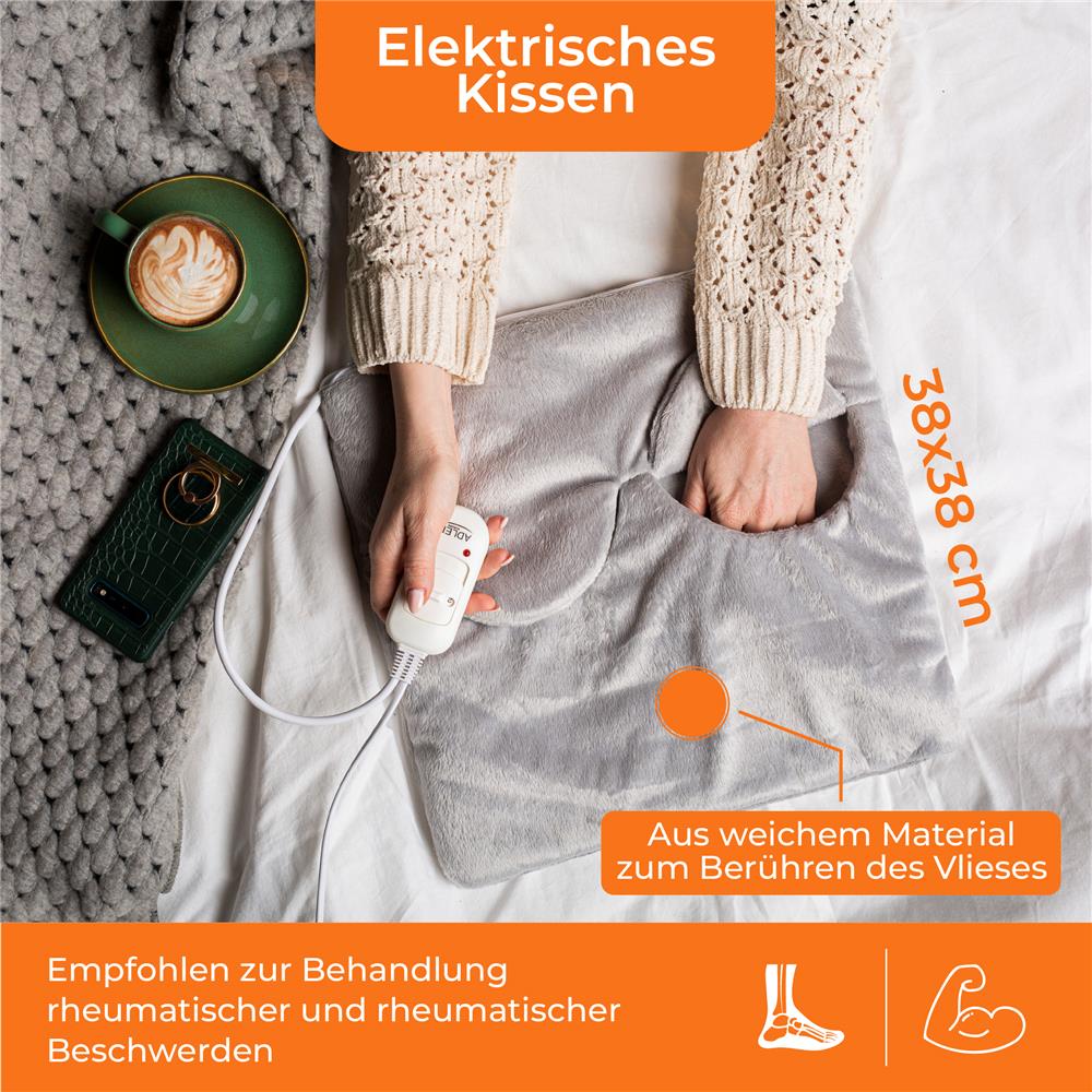 Adler AD 7403 elektrisches Heizkissen 2 Temperaturstufen Wärmekissen Grau