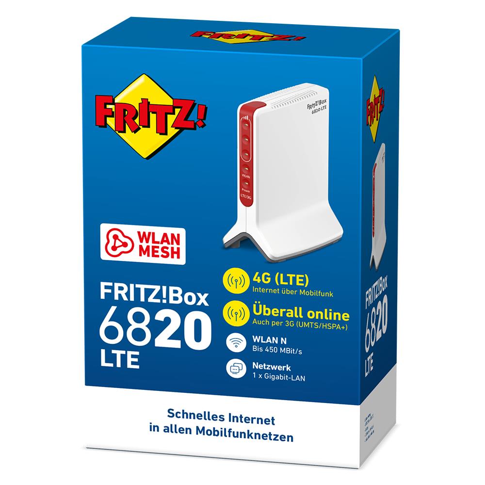 AVM FRITZ!Box 6820 LTE V4 - für alle LTE-Netzte geeignet, Schnelles WLAN N mit bis zu 450 MBit/s