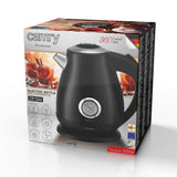 Camry CR 1344b Retro Wasserkocher mit Thermometer, 1,7 L Edelstahl Wasserkocher mit analoger Temperaturanzeige, 360° Basis, Kalkfilter, Teekocher für Tee, Kaffee, Schwarz