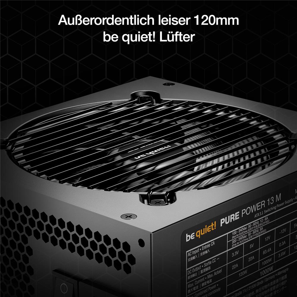 be quiet! Pure Power 13 M 850W Netzteil 80 PLUS® Gold Effizienz ATX 3.1-Netzteil für PCIe 5.1 GPUs 120mm Lüfter