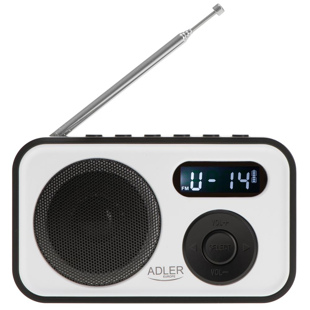 Adler AD 1906 PLL AM/FM Digitalradio modernes Radio USB C Batterie weiß schwarz