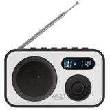 Adler AD 1906 PLL AM/FM Digitalradio modernes Radio USB C Batterie weiß schwarz