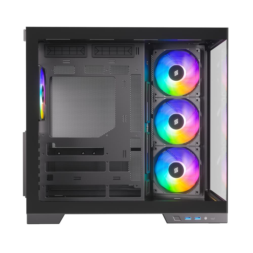 Silentware View A-RGB Black – Showcase Midi Tower mit Glasfront, Glas-Seitenfenster & 4 RGB Lüftern