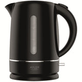 Adler AD 1385 Wasserkocher schwarz 1,7 l mit Kalkfilter, flachem Edelstahl-Heizelement, 360°-Sockel und Wasserstandsanzeige