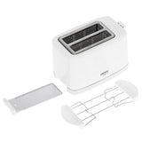 Camry CR 3219 Toaster 2 Scheiben mit Brötchenaufsatz Weiß