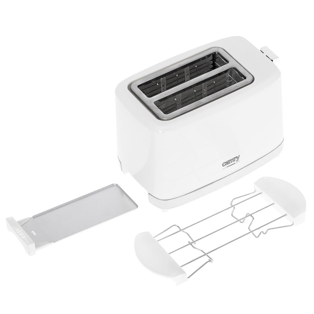 Camry CR 3219 2-Scheiben-Toaster Weiß Brötchenaufsatz Auftaufunktion Aufwärmfunktion 6 Stufen 900 W