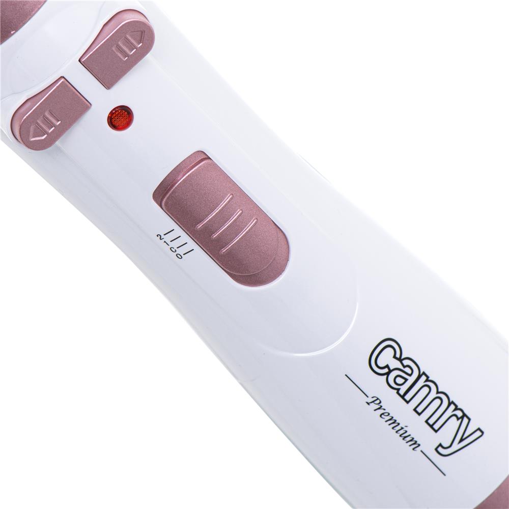 Camry CR 2021 Warmluft-Lockenbürste 1000 W Weiß Rosa 3 Heizstufen Lockenstabtrockner Rundbürste